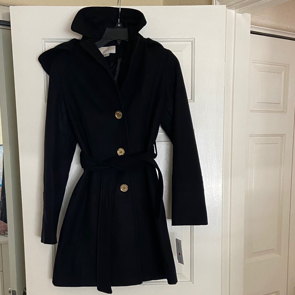 Michael Kors Black Trench Coat wool Brend size 4